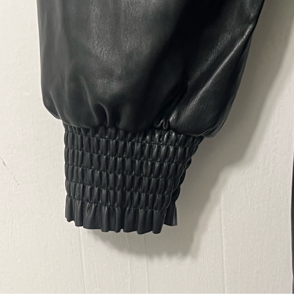 Avec Les Filles Vegan Leather Black Party Moto Puff Sleeve Mini Dress Size S - Picture 4 of 13